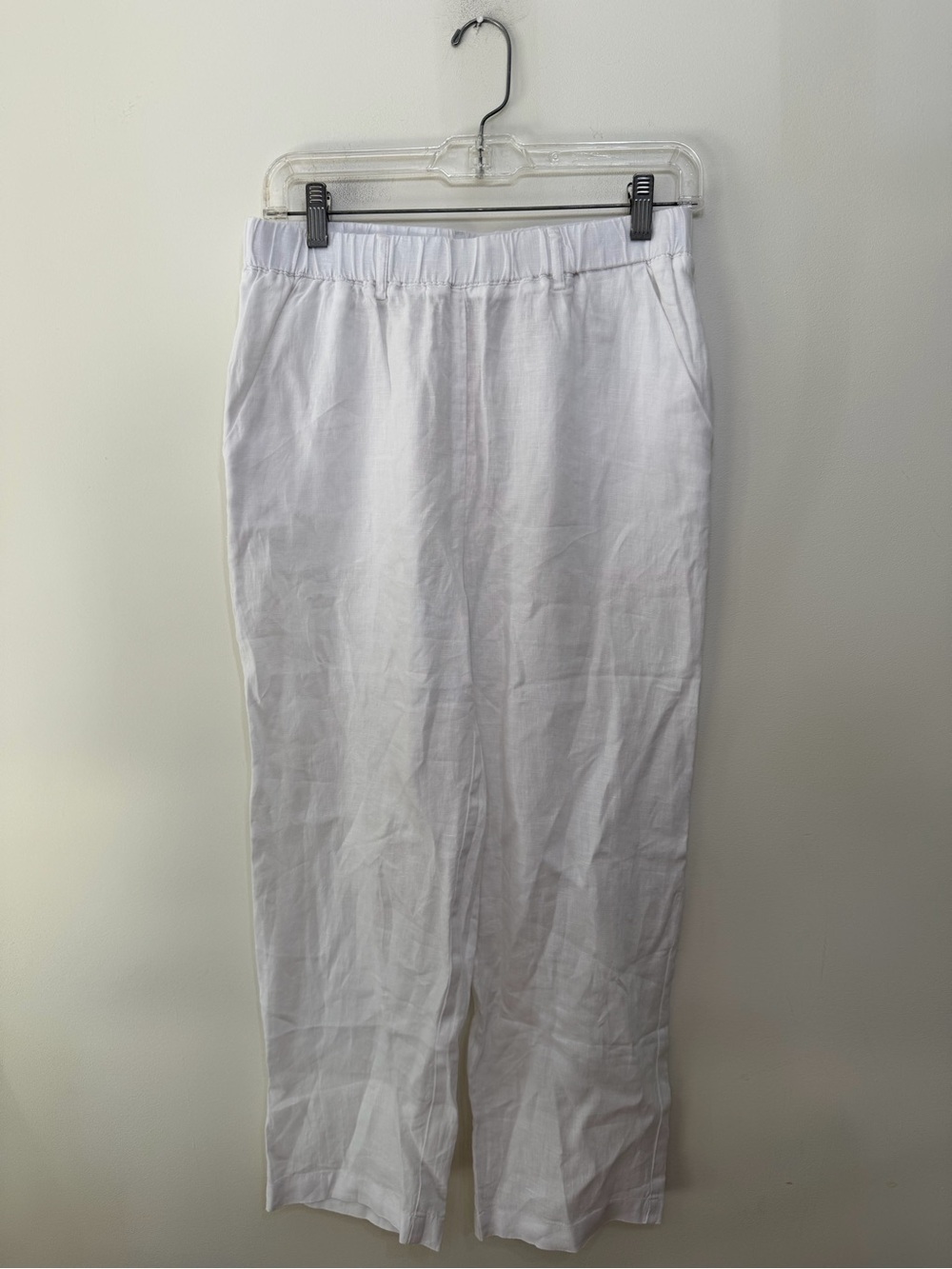 NWT Quince 100% European Linen Pull On Pants White Summer Straight Leg Women’s S - Picture 2 of 9